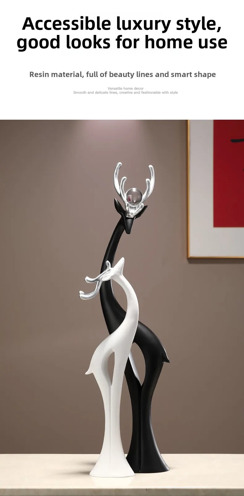 Modern Simple Home Decor Couple Deer Figurine Ornament Light Luxury Living Room TV Cabinet Entrance Desk Decoration Wedding Gift - 𝕄𝕮 𝕋𝕙𝕖 𝔹𝕝𝕒𝕔𝕜 𝔻𝕚𝕒𝕞𝕠𝕟𝕕