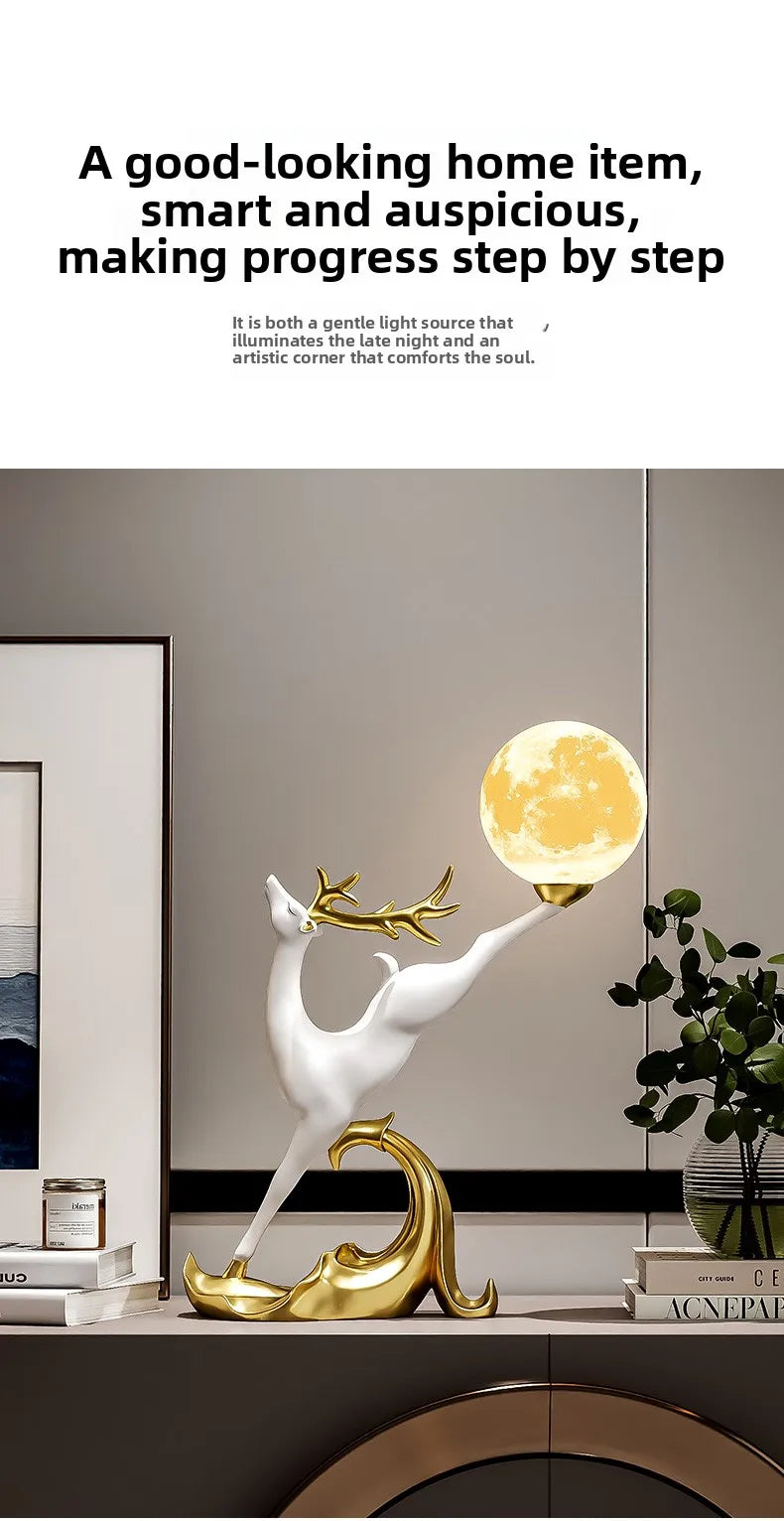 Nordic Luxury Home Decor Deer Figurine Ornament Living Room TV Cabinet Wine Cabinet Office Desk Decoration Housewarming Gift - 𝕄𝕮 𝕋𝕙𝕖 𝔹𝕝𝕒𝕔𝕜 𝔻𝕚𝕒𝕞𝕠𝕟𝕕