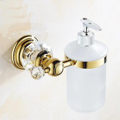 Luxury Gold Polished Brass Bathroom Accessories Set - Wall-Mounted Crystal Bath Hardware Collection - https://mohammadcollection.com