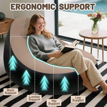 Flocked Inflatable Lazy Sofa: W/Footrest &amp; Foot Pump, Foldable for Home Office &amp; Outdoor Use - https://mohammadcollection.com
