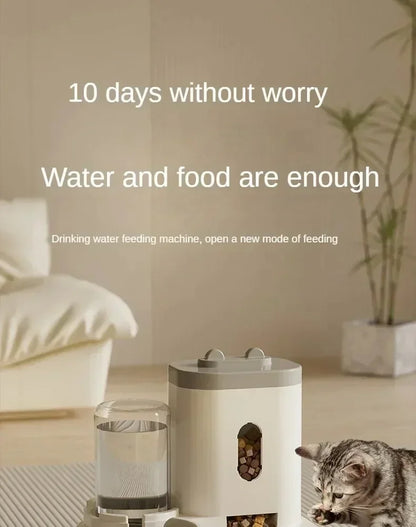 Automatic pet feeder and water fountain by MC THE BLACK DIAMOND, large capacity food storage dispenser for dogs and cats.