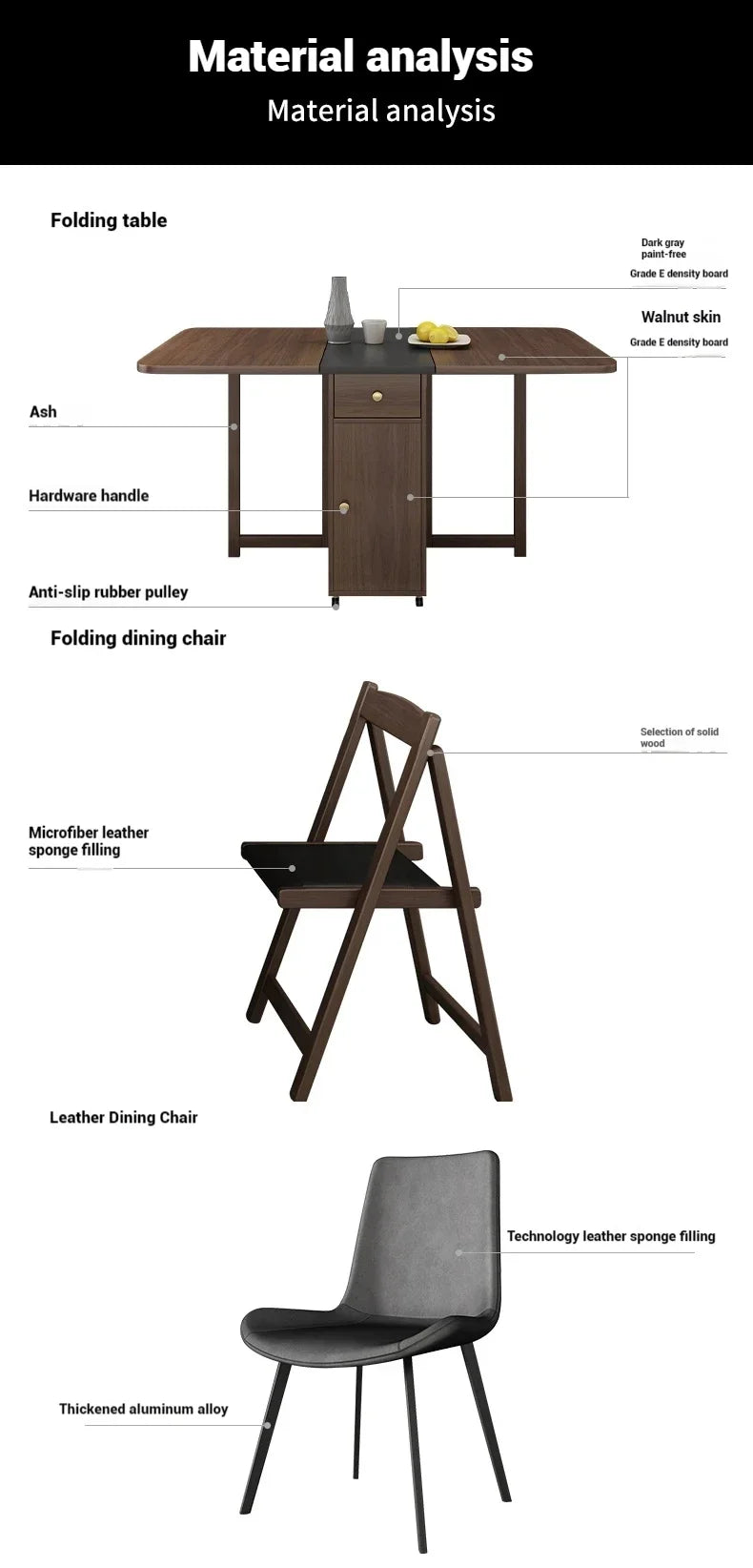 Folding wooden party dining table for kids by MC The Black Diamond, ideal for study or room use, with a sleek black finish.