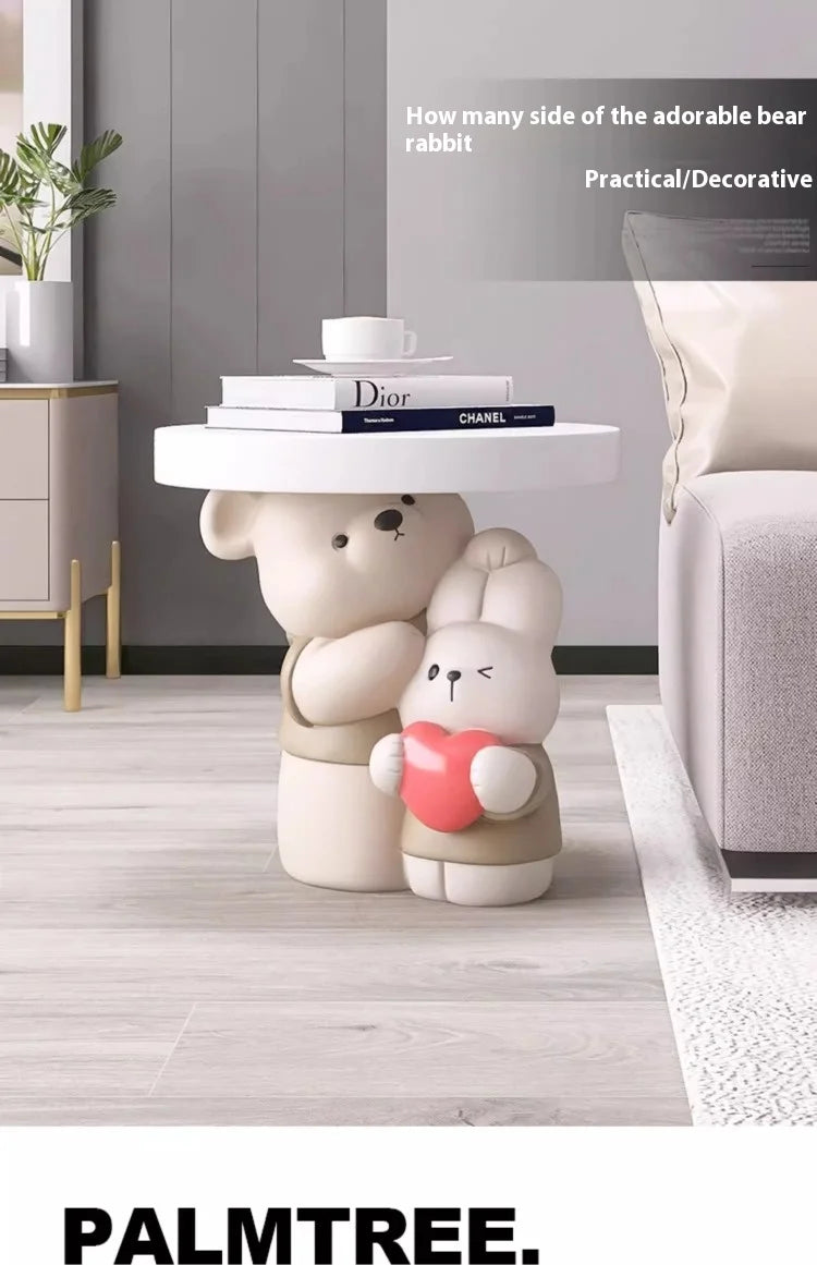 Cream Style Home Decor Parent-child Bear Statue Coffee Table Creative Livingroom Sofa Side Table Bedroom Bedside Table Furniture - 𝕄𝕮 𝕋𝕙𝕖 𝔹𝕝𝕒𝕔𝕜 𝔻𝕚𝕒𝕞𝕠𝕟𝕕