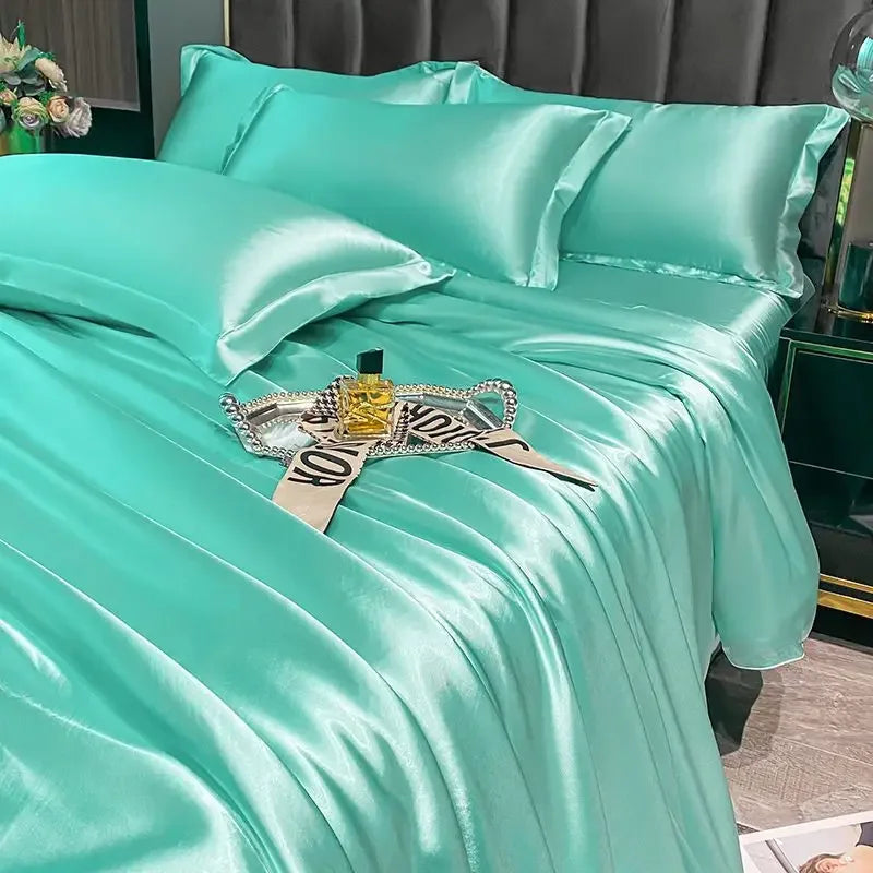 Luxury MC THE BLACK DIAMOND bedsheet with matching pillowcase, suitable for single, double, and couple bedding setups.