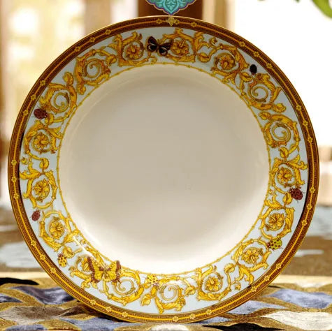 European-style luxury Bone China tableware set with gold butterfly design, 58-piece high-end kitchen dinnerware by 𝕄𝕔 𝕋𝕙𝕖 𝔹𝕝𝕒𝕔𝕜 𝔻�