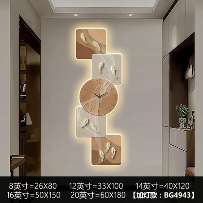 Modern Home Wall Decor Nine Fish Picture Wall Clock Living Room Corridor Mute Clock Painting Advanced Art LED Luminescent Mural - https://mohammadcollection.com
