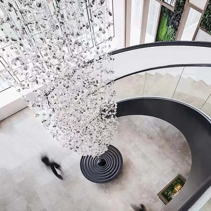 Modern Stone Crystal LED Chandelier Large Staircase Luxury Ceiling Pendant Light Home Decor Cristal Glass Suspension Lamps - https://mohammadcollection.com