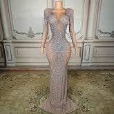 MC THE BLACK DIAMOND elegant long dress for singers and celebrities, perfect for performances and parties.