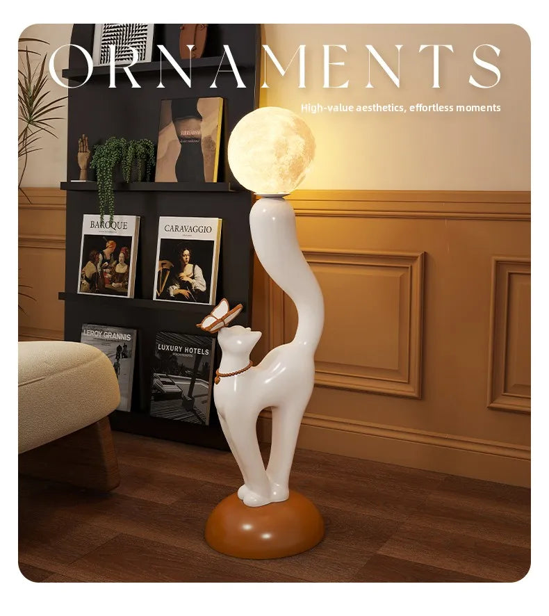 Creative Cat Statue Floor Decoration Nordic Retro Home Soft Decor Living Room Sofa Bedroom Bedside Atmosphere Luminous Ornament - 𝕄𝕮 𝕋𝕙𝕖 𝔹𝕝𝕒𝕔𝕜 𝔻𝕚𝕒𝕞𝕠𝕟𝕕