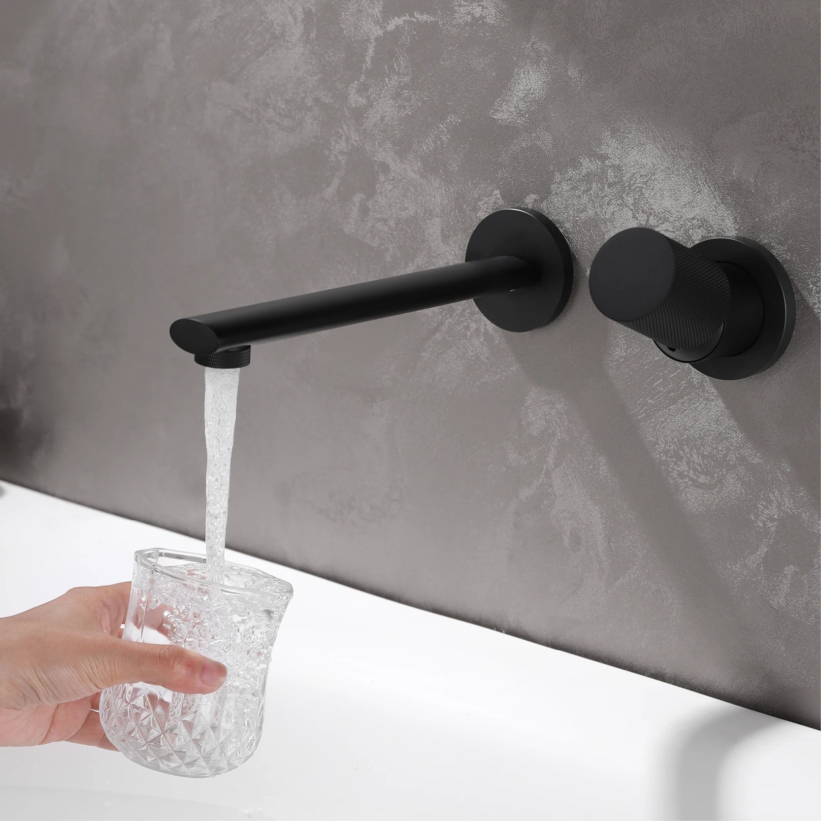 Luxruy Rose Gold Brass Wall-Embedded Bathroom Faucet.2hole Single Handle Adjustable water pressure and Hot&amp;Cold Water Hidden Tap