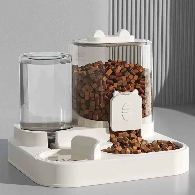 Automatic pet feeder and water fountain by MC THE BLACK DIAMOND with large capacity food storage for dogs and cats.