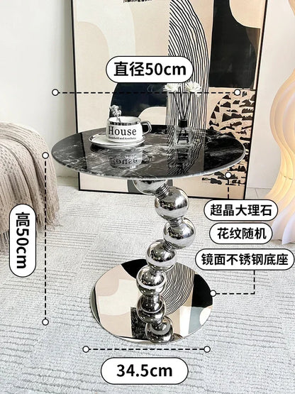 Simple High-end Round Coffee Table Nordic Style Natural Marble Sofa Side Table Designer Light Luxury Living Room Table - https://mohammadcollection.com