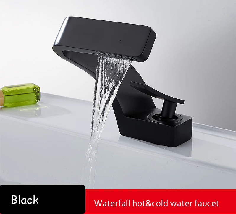 TOLM Brass Black Gold Basin Faucet Bathroom Sink Faucets Hot Cold Water Mixer Crane Deck Mounted Single Handle Hole Bath Kitchen - https://mohammadcollection.com