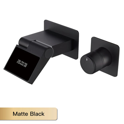 Intelligent black brass bathroom faucet with LED digital display design Hidden single handle cold &amp; hot 2 control wash basin Tap - https://mohammadcollection.com