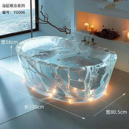 Y Transparent bathtub AI concept couple freestanding crystal corrugated resin bathtub - https://mohammadcollection.com