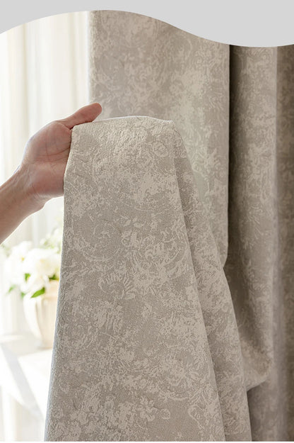 New Relief Jacquard Beige Chenille Curtains for Living Rooms Bedrooms Balconies Villas Custom Window Screens Valance - https://mohammadcollection.com