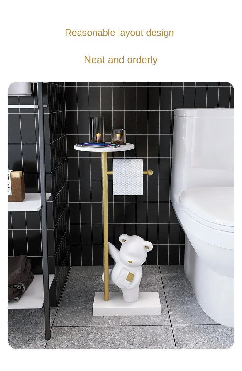 Nordic simple household decoration Bear figurine toilet roll paper rack floor decoration storage rack beside bathroom toilet - 𝕄𝕮 𝕋𝕙𝕖 𝔹𝕝𝕒𝕔𝕜 𝔻𝕚𝕒𝕞𝕠𝕟𝕕