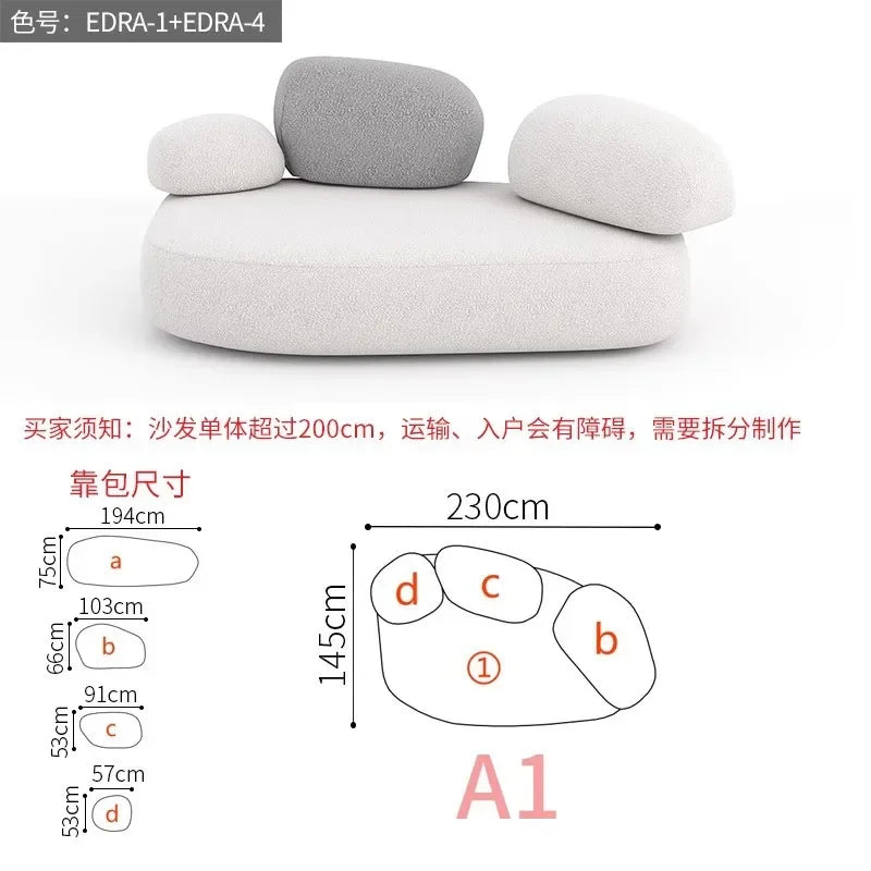 Creative Sofa Light Luxury Italian Pebble Fabric Compression Sofa Special-shaped Living Room New Sponge Rock Sofa Bed - https://mohammadcollection.com