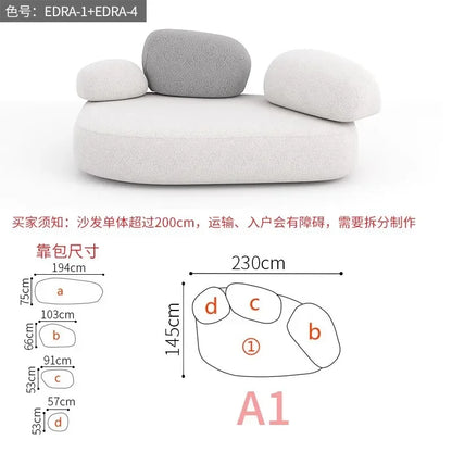 Creative Sofa Light Luxury Italian Pebble Fabric Compression Sofa Special-shaped Living Room New Sponge Rock Sofa Bed - https://mohammadcollection.com