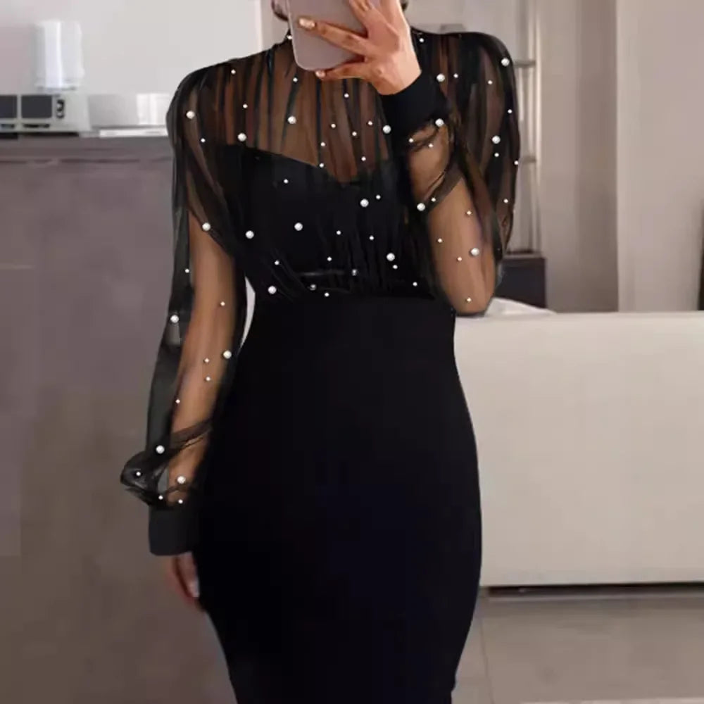 Splicing long-sleeved sheath dress by 𝕄𝕔 𝕋𝕙𝕖 𝔹𝕝𝕒𝕔𝕜 𝔻𝕚𝕒𝕞𝕠�