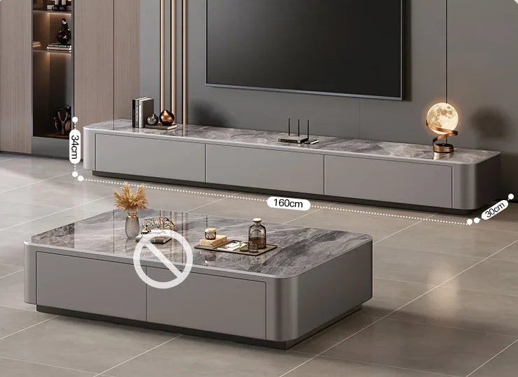 Modern Nordic designer TV stand with wood finish, featuring built-in speaker organizer and minimalist home decor for hallway or living room.