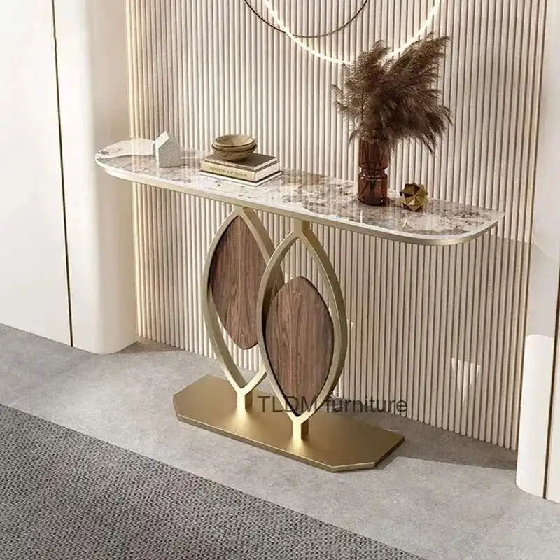 Luxury Slate Creative Console Tables Hallway Entrance Table for Italian Living Room Furniture Wall Semi-circular Porch Cabinet L - https://mohammadcollection.com