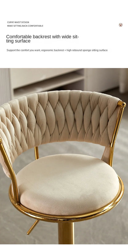 Rotating Lifting Bar Chair, High Foot Stool, Nordic Furniture, Backrest, Velvet Bar Stool, Bar Stools For Kitchen, Counter Stool - 𝕄𝕮 𝕋𝕙𝕖 𝔹𝕝𝕒𝕔𝕜 𝔻𝕚𝕒𝕞𝕠𝕟𝕕