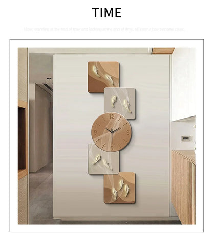 Modern Home Wall Decor Nine Fish Picture Wall Clock Living Room Corridor Mute Clock Painting Advanced Art LED Luminescent Mural - https://mohammadcollection.com