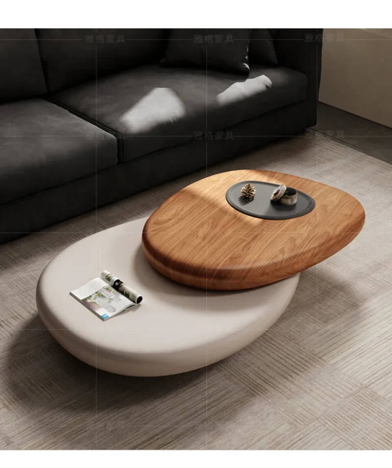 Modern rotating coffee table by MC THE BLACK DIAMOND with minimalist Italian design, floating style, ideal for large apartments.