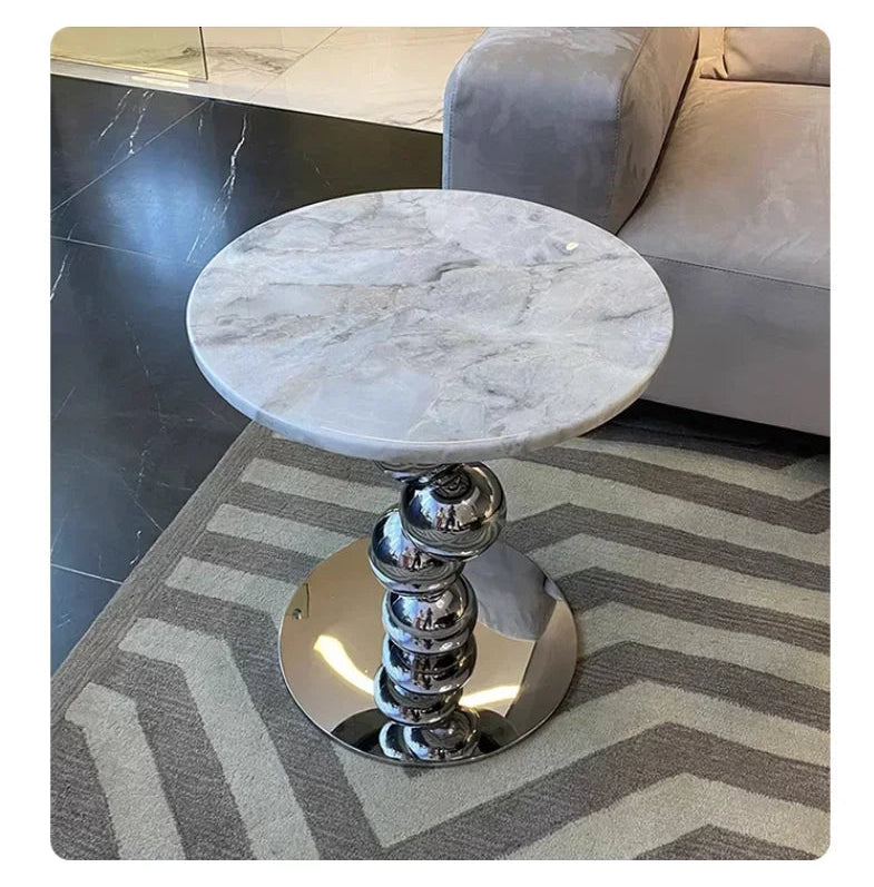 Simple High-end Round Coffee Table Nordic Style Natural Marble Sofa Side Table Designer Light Luxury Living Room Table - https://mohammadcollection.com