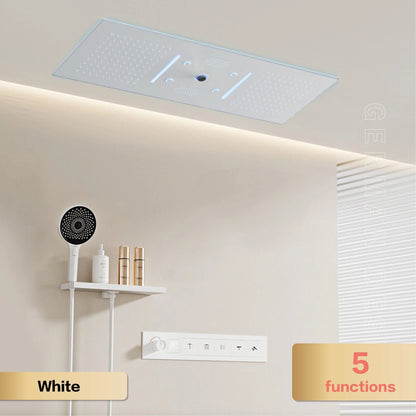 AITANA Luxury Brass Gunmetal LED Display Thermostatic Shower System Bathroom Ceiling embedded concealed giant curtain Rainfall - https://mohammadcollection.com