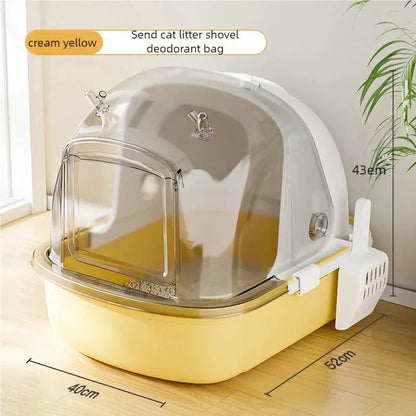 Cat litter box extra-large, fully semi enclosed drawer style