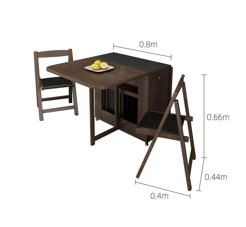 Folding wooden table for kids' study or party dining, black finish, by MC The Black Diamond.