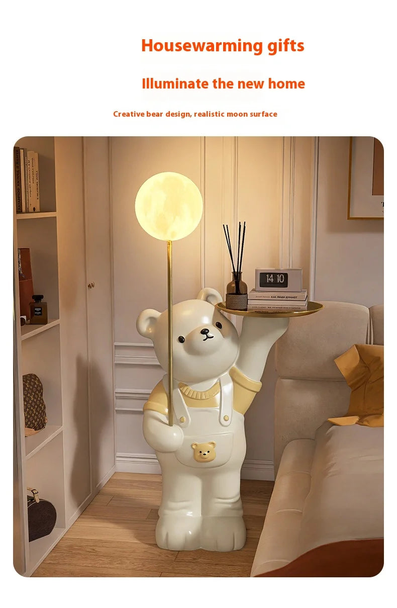 Cream cartoon bear figurine by MC THE BLACK DIAMOND, decorative storage tray for living room or bedroom accents.