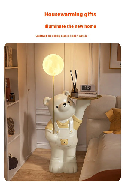 Cream cartoon bear figurine by MC THE BLACK DIAMOND, decorative storage tray for living room or bedroom accents.