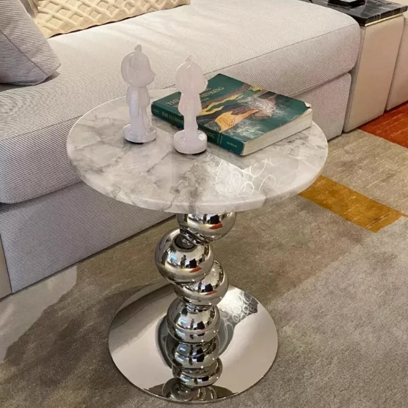 Simple High-end Round Coffee Table Nordic Style Natural Marble Sofa Side Table Designer Light Luxury Living Room Table - https://mohammadcollection.com