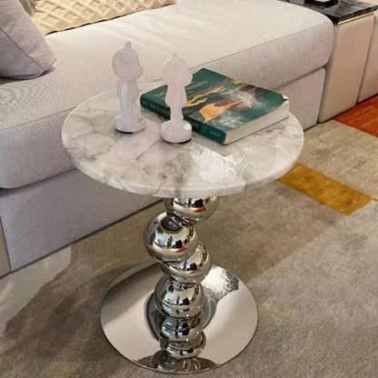 Simple High-end Round Coffee Table Nordic Style Natural Marble Sofa Side Table Designer Light Luxury Living Room Table - https://mohammadcollection.com