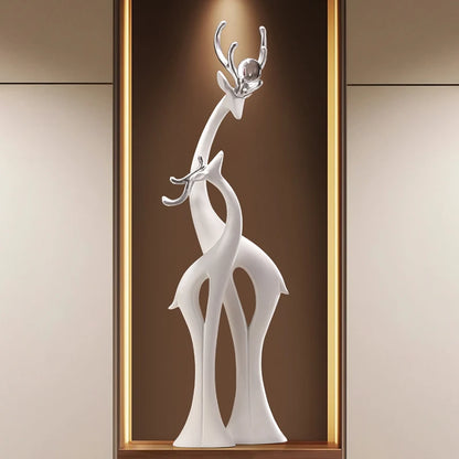 Modern Simple Home Decor Couple Deer Figurine Ornament Light Luxury Living Room TV Cabinet Entrance Desk Decoration Wedding Gift - 𝕄𝕮 𝕋𝕙𝕖 𝔹𝕝𝕒𝕔𝕜 𝔻𝕚𝕒𝕞𝕠𝕟𝕕