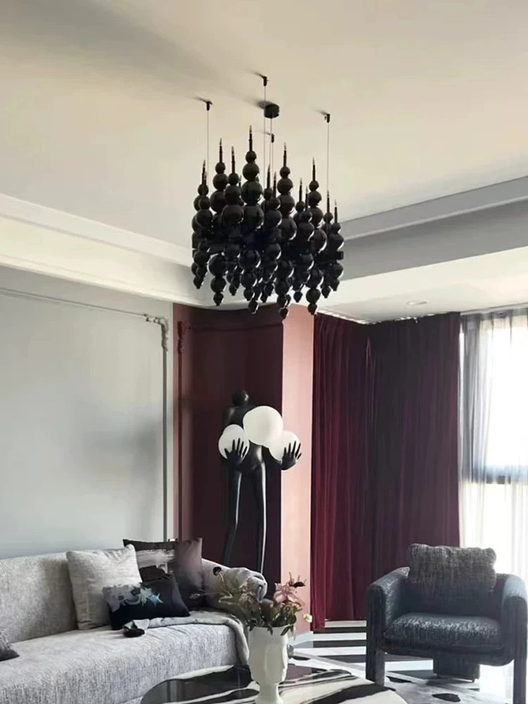 Luxury Living Room Black Chandelier Designer Tears From Moon Chandelier For Ceiling Restaurant Large Dining Table Hanging Lamp - https://mohammadcollection.com