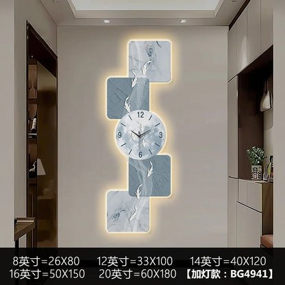 Modern Home Wall Decor Nine Fish Picture Wall Clock Living Room Corridor Mute Clock Painting Advanced Art LED Luminescent Mural - https://mohammadcollection.com