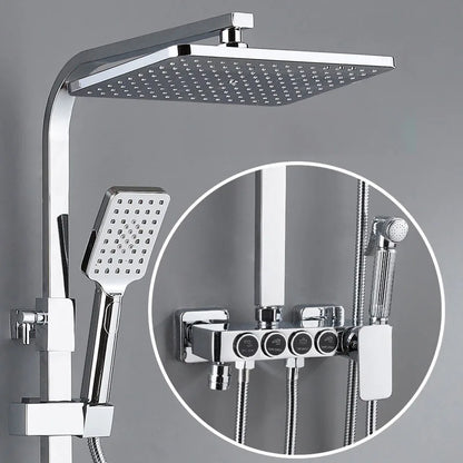 Luxury Hot Cold Digital Bathroom Shower System Thermostatic Brass Faucet Gold Digital Piano Control Rainfall Shower Head Set
