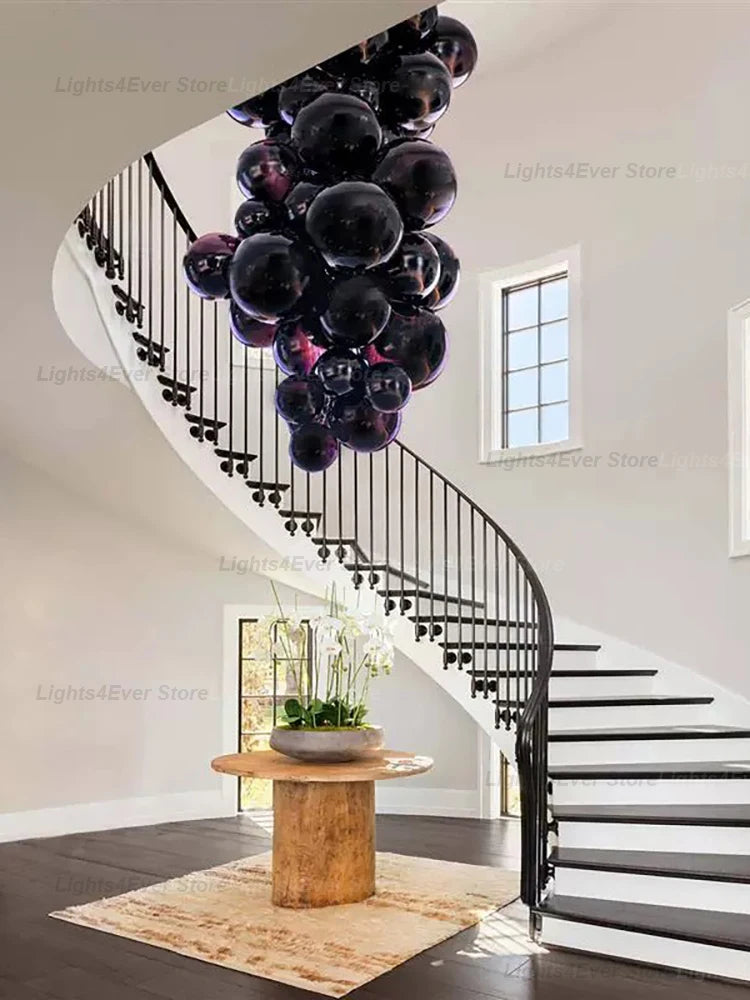2025 New Trend Purple Glass Grape Ball Art Ceiling Chandeliers Hanging Lamps Suspension Luminaire Lampen For Living Room