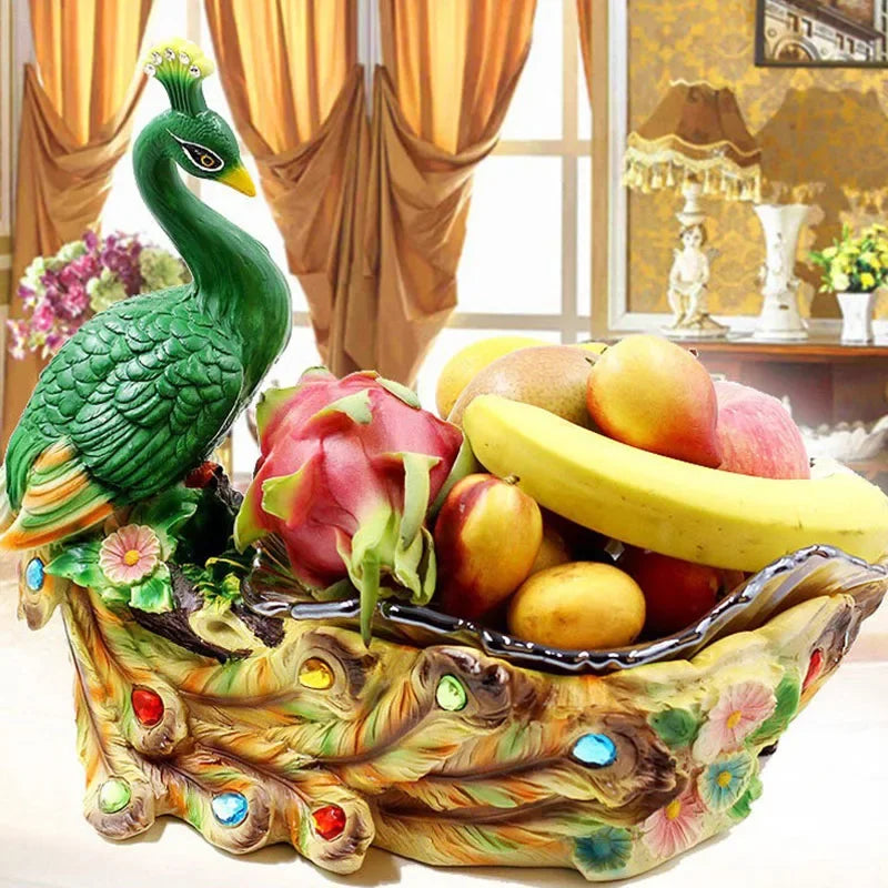 European Style Peacock Fruit Candy Plate Home Living Room Dim Sum Dry Fruit Plate Desktop Creative Storage Decoration Snack Tray - https://mohammadcollection.com