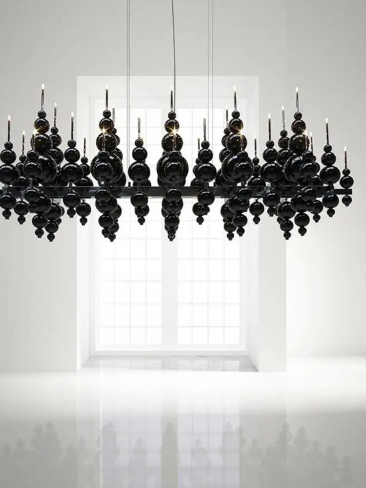 Luxury Living Room Black Chandelier Designer Tears From Moon Chandelier For Ceiling Restaurant Large Dining Table Hanging Lamp - https://mohammadcollection.com