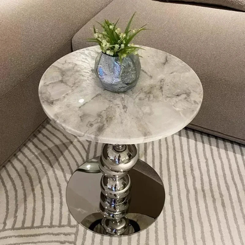 Simple High-end Round Coffee Table Nordic Style Natural Marble Sofa Side Table Designer Light Luxury Living Room Table - https://mohammadcollection.com