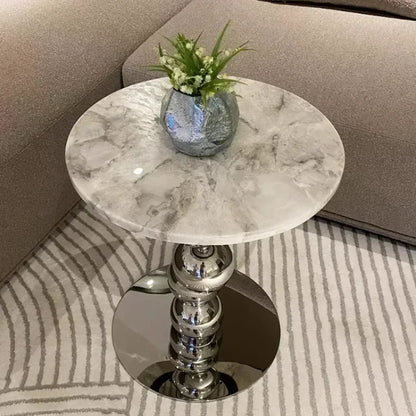 Simple High-end Round Coffee Table Nordic Style Natural Marble Sofa Side Table Designer Light Luxury Living Room Table - https://mohammadcollection.com
