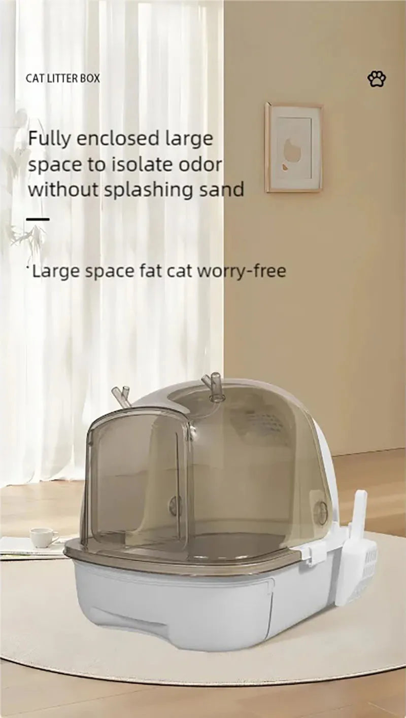 Extra-large MC THE BLACK DIAMOND semi-enclosed cat litter box with drawer-style design, providing privacy and easy cleaning for cats.