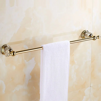 Luxury Gold Polished Brass Bathroom Accessories Set - Wall-Mounted Crystal Bath Hardware Collection - https://mohammadcollection.com