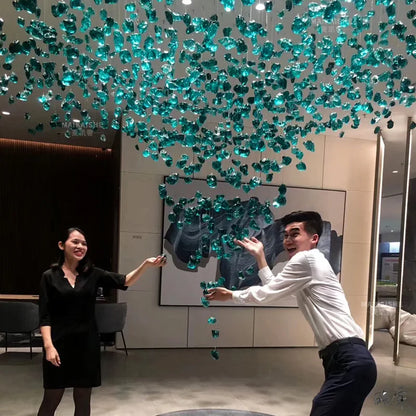 Modern Stone Crystal LED Chandelier Large Staircase Luxury Ceiling Pendant Light Home Decor Cristal Glass Suspension Lamps - https://mohammadcollection.com