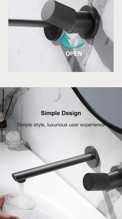 Luxruy Rose Gold Brass Wall-Embedded Bathroom Faucet.2hole Single Handle Adjustable water pressure and Hot&amp;Cold Water Hidden Tap
